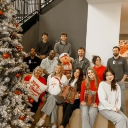 staff in a Christmas picture