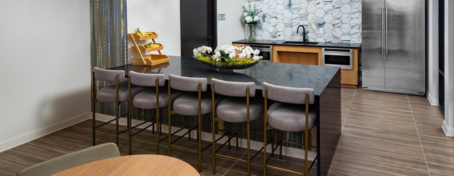 community kitchen island with pendant lighting
