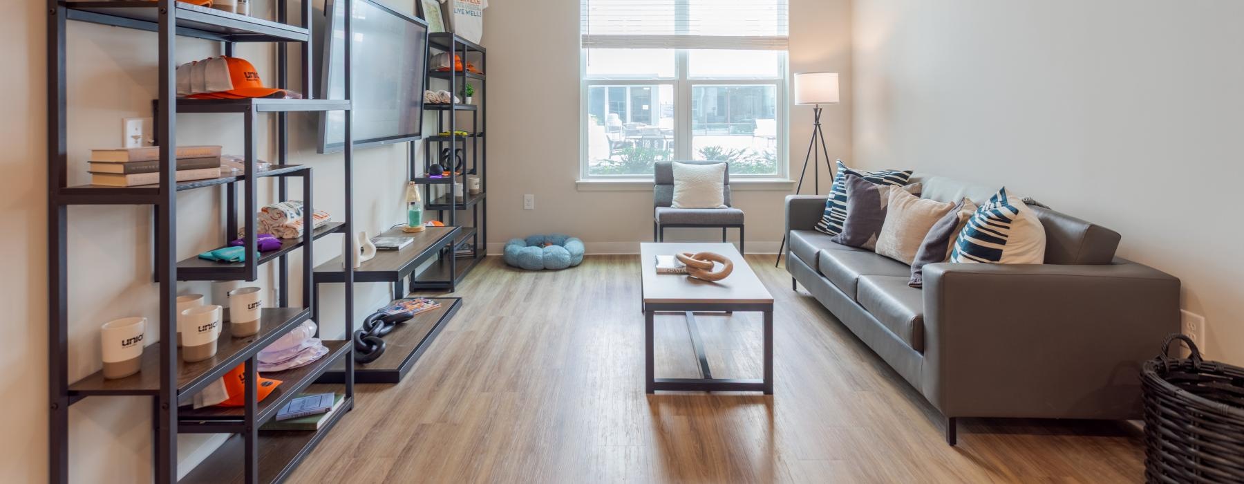 spacious living room with bright windows